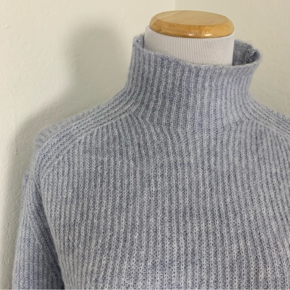 MNG Mango Mock Neck Oversized Pullover Sweater Size XS Light Lavender Ribbed - Picture 10 of 17